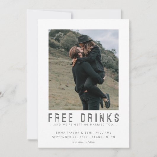 Vrije Drinken | Casual sparen de Foto van de Datum Save The Date (Voorkant)
