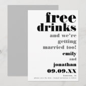 Vrije Drinken Casual tekst Bieden sparen de Datum Save The Date (Voorkant / Achterkant)