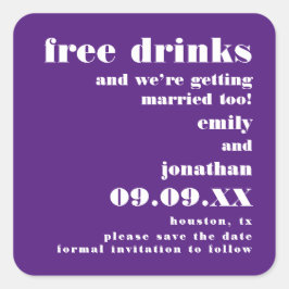 Vrije Drinken die gehuwd Paars worden sparen de Da Vierkante Sticker