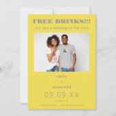 Vrije Drinken Foto Casual Geel Grijs sparen de Dat Save The Date (Voorkant)