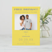 Vrije Drinken Foto Casual Geel Grijs sparen de Dat Save The Date (Staand voorkant)