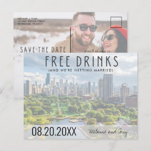 Vrije Drinken Het Veldlijnhuwelijk van Chicago spa Aankondigingskaart