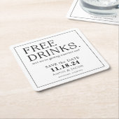 Vrije Drinken opslaan Datum Kartonnen Onderzetters (Schuin)