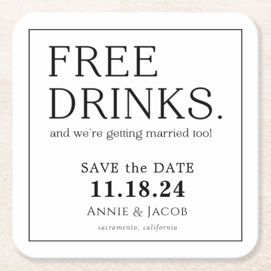 Vrije Drinken opslaan Datum Kartonnen Onderzetters (Voorkant)