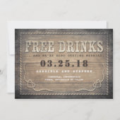 Vrije Drinken | Rustic Wood Grappig Save the Date (Voorkant)