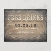 Vrije Drinken | Rustic Wood Grappig Save the Date Aankondigingskaart (Voorkant)