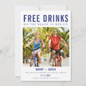 Vrije Drinken strand in Mexico Destination Wedding Save The Date (Voorkant)
