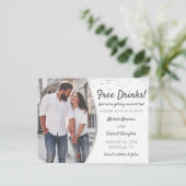 Vrije Drinken Zilveren Foto Casual sparen de Datum Briefkaart (Staand voorkant)