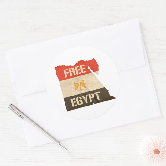 VRIJE EGYPTE RONDE STICKER (Envelop)
