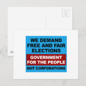 Vrije en eerlijke verkiezingen briefkaart (Voorkant / Achterkant)