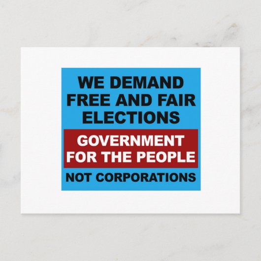 Vrije en eerlijke verkiezingen briefkaart (Voorkant)