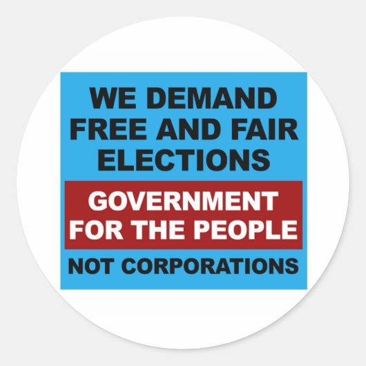 Vrije en eerlijke verkiezingen ronde sticker (Voorkant)