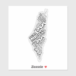 Vrije Gaza Vrije Palestina Kaart Wolk Woord Sticker