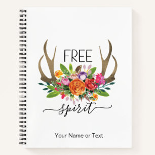 Vrije geest modern boho chic bloemen roos geweien notitieboek