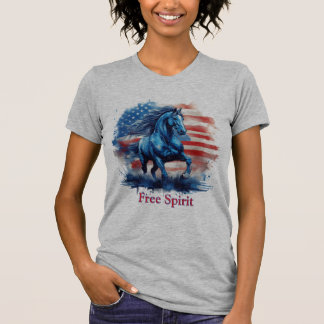 Vrije geest patriottisch paard t-shirt