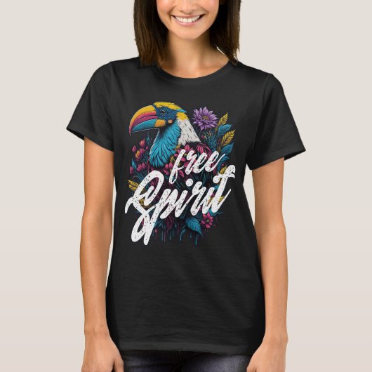 Vrije geest toucan Summer vibes rainbow T-shirt (Voorkant)