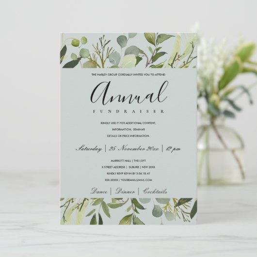 VRIJE GREEN GRAY FOLIAGE CORPORATE PARTY GEBEURTEN KAART (Staand voorkant)