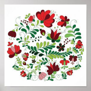 Vrije hand Hongaarse Matyo Rood en Groen Poster