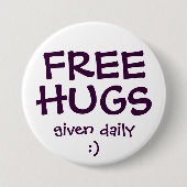 VRIJE HUGS RONDE BUTTON 7,6 CM (Voorkant)