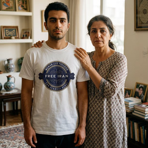 Vrije Iraanse Vrouw Mahsa Amini Badge Navy T-shirt