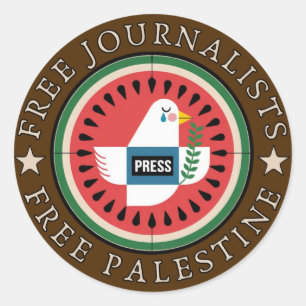 Vrije Journalisten in Palestina Ronde Sticker