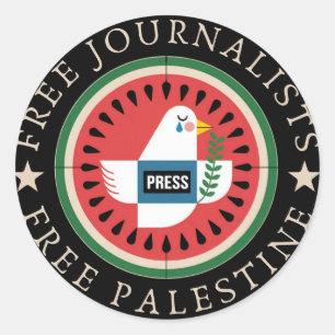 Vrije Journalisten in Palestina Ronde Sticker