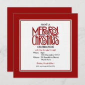 Vrije kerst rode themapartij kaart (Voorkant / Achterkant)