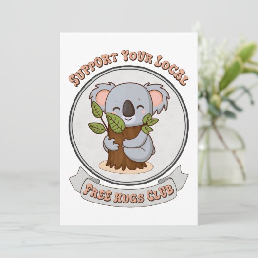 Vrije knuffelclub feestdagenkaart (Staand voorkant)