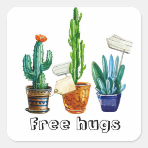 Vrije knuffels planten personaliseren cactus vierkante sticker