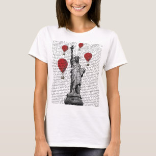 Vrije luchtballonnen en luchtballonnen met rode he t-shirt