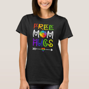 Vrije mam Hugs Daisy Rainbow Heart LGBT Pride T-shirt