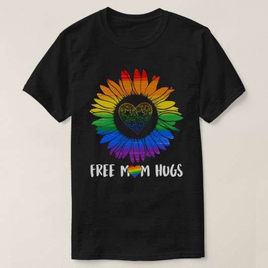 Vrije mam Hugs Gay Pride LGBT Daisy Rainbow Flower T-shirt (Design voorkant)