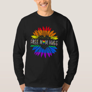 Vrije mam Hugs Gay Pride Lgbt Daisy Rainbow Flower T-shirt