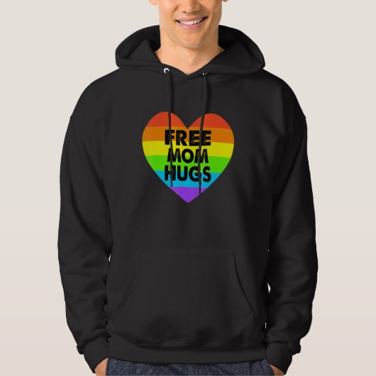 Vrije mam Hugs Gay Pride Transgender Rainbow Heart Hoodie (Voorkant)