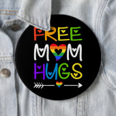 Vrije mam Hugs Rainbow Heart LGBT Pride Ronde Button 6,0 Cm (In situ)