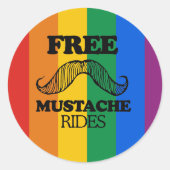 VRIJE MUSTACHE RIDES RONDE STICKER (Voorkant)