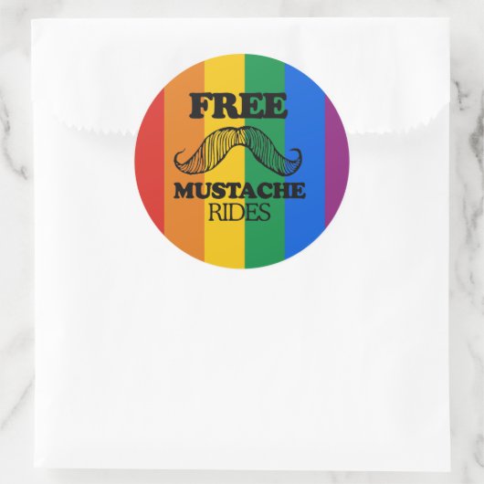 VRIJE MUSTACHE RIDES RONDE STICKER (Tas)