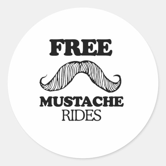 VRIJE MUSTACHE RIDES RONDE STICKER (Voorkant)