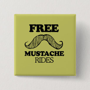 VRIJE MUSTACHE RIDES VIERKANTE BUTTON 5,1 CM