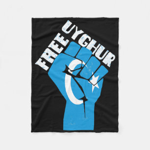 Vrije Oeigoeren weerstaan vuist met Oeigoerse vlag Fleece Deken