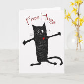 Vrije Omhelzingen, gekke kat, humor en vriendschap Kaart (Gele Bloem)