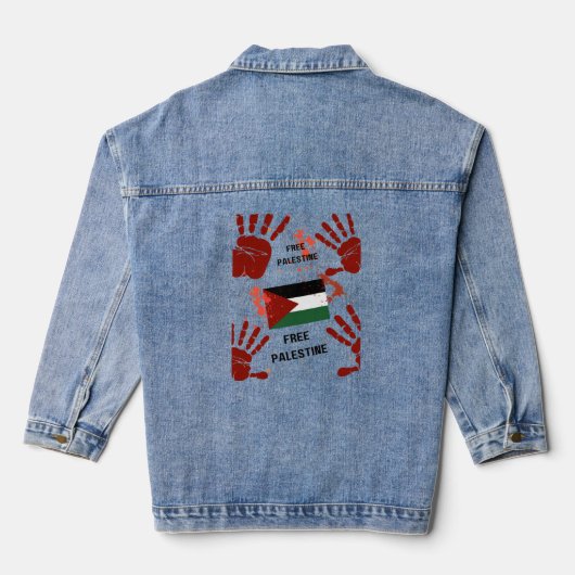 Vrije Palestijnse Arabische tekst Denim Jacket (Achterkant)