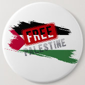 Vrije Palestijnse Borstelvlag Ronde Button 6,0 Cm (Voorkant)
