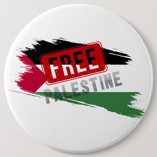 Vrije Palestijnse Borstelvlag Ronde Button 6,0 Cm (Voorkant)