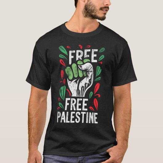 Vrije Palestijnse-Groene Palestijnse Vlag T-shirt (Voorkant)