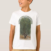 VRIJE PALESTIJNSE OLIJFBOMEN LANG LEVEND PALESTINA T-SHIRT (Voorkant)
