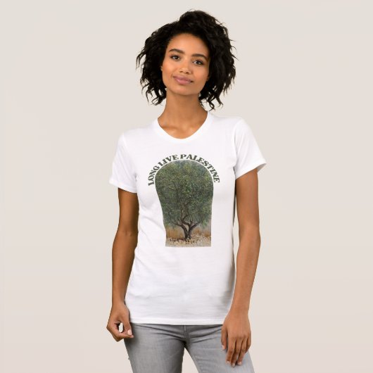 VRIJE PALESTIJNSE OLIJFBOMEN LANG LEVEND PALESTINA T-SHIRT (Voorkant volledig)