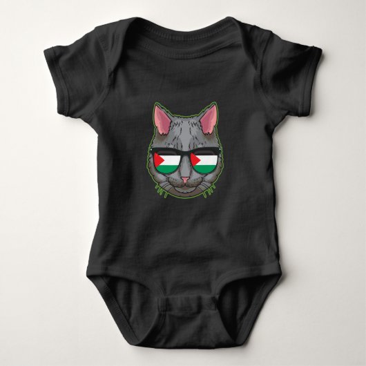 Vrije Palestijnse vlag Funny Palestinian Gaza Cat Romper (Voorkant)