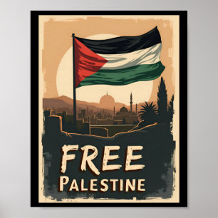 Vrije Palestijnse vlag met gouden palet Poster