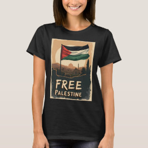 Vrije Palestijnse vlag met gouden palet T-shirt
